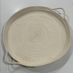 Threshold Round Cream Woven Platter Display with Handles - 15 inches